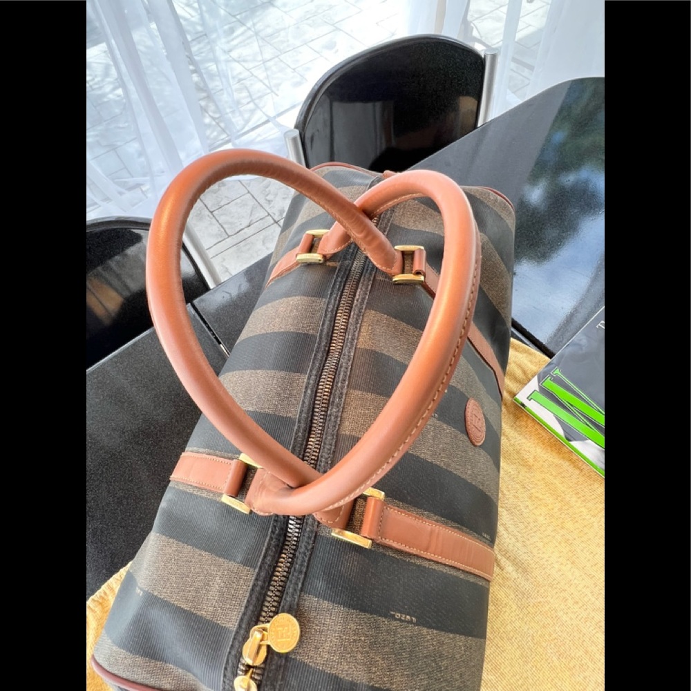 Fendi Bag,Travel, Gorgeous Weekender Travel, Duffle with Cognac Brown Lea… - Picture 5 of 16
